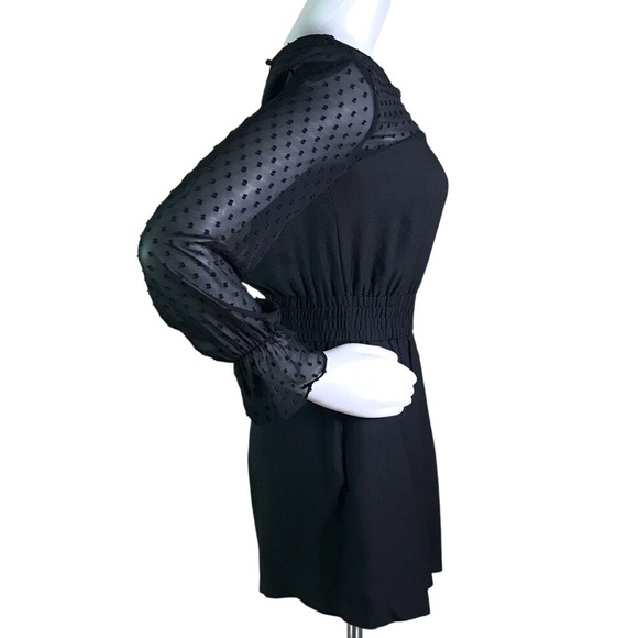 ZARA BLACK POLKA DOT SHEER LONG SLEEVE ROMPER - Picture 3 of 6